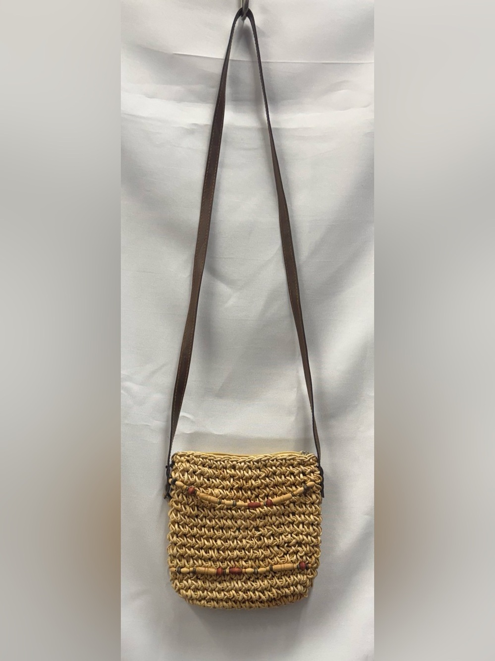 Cappelli Straworld Natural Straw Crossbody with Brown Strap
